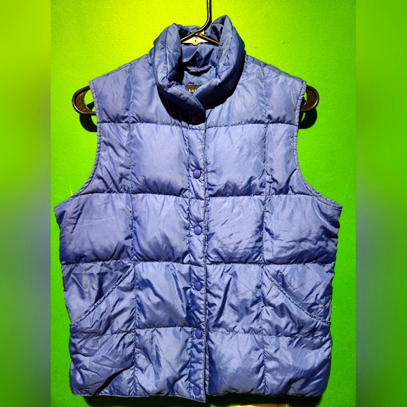 Vintage 80s-90'S Lands' End goose down vest, size M, men's Nylon Navy blue Vintage Second Hand